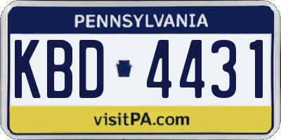 PA license plate KBD4431