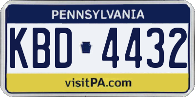 PA license plate KBD4432