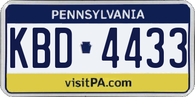 PA license plate KBD4433