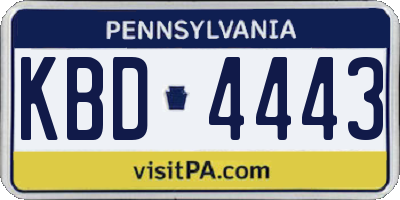 PA license plate KBD4443