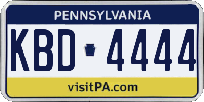 PA license plate KBD4444