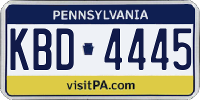 PA license plate KBD4445