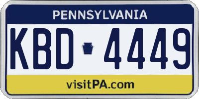 PA license plate KBD4449