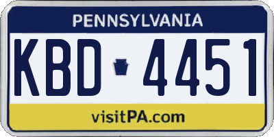 PA license plate KBD4451