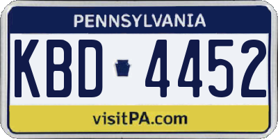 PA license plate KBD4452