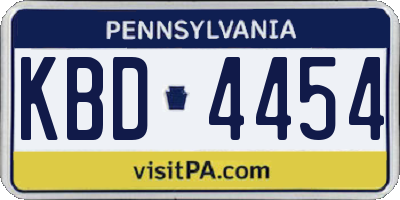 PA license plate KBD4454
