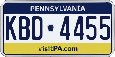 PA license plate KBD4455