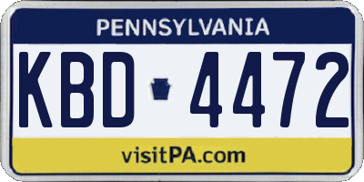 PA license plate KBD4472