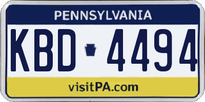 PA license plate KBD4494