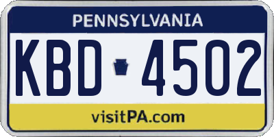 PA license plate KBD4502