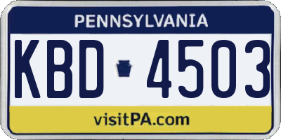 PA license plate KBD4503