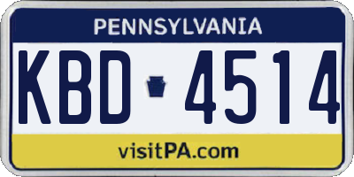 PA license plate KBD4514