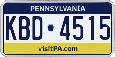 PA license plate KBD4515