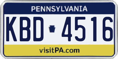 PA license plate KBD4516