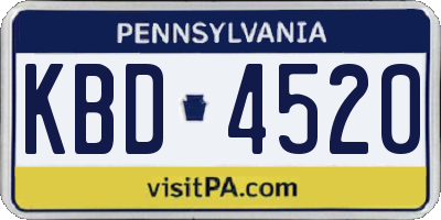 PA license plate KBD4520