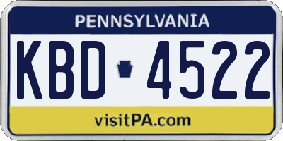 PA license plate KBD4522