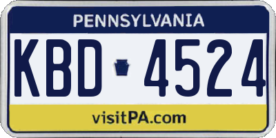 PA license plate KBD4524