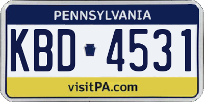 PA license plate KBD4531