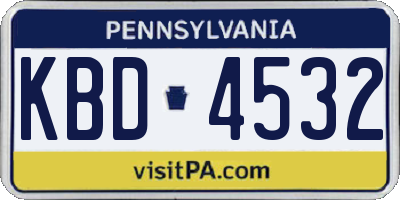 PA license plate KBD4532