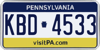 PA license plate KBD4533