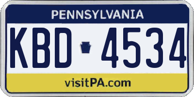 PA license plate KBD4534
