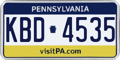 PA license plate KBD4535