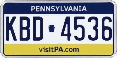 PA license plate KBD4536