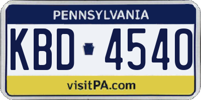 PA license plate KBD4540