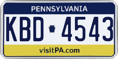 PA license plate KBD4543