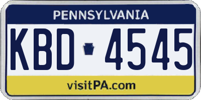 PA license plate KBD4545