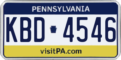 PA license plate KBD4546