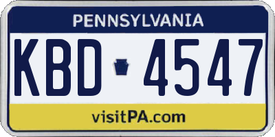 PA license plate KBD4547