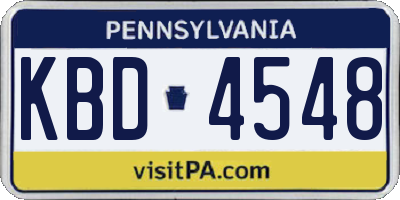 PA license plate KBD4548