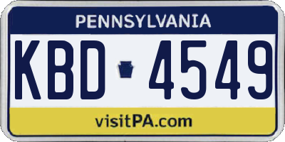 PA license plate KBD4549