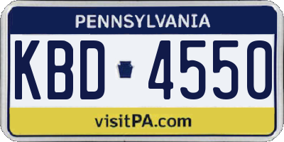 PA license plate KBD4550