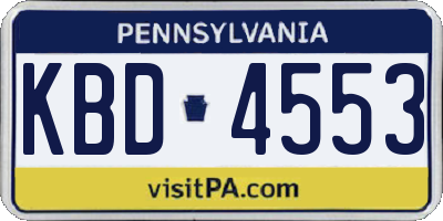 PA license plate KBD4553