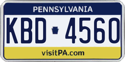 PA license plate KBD4560