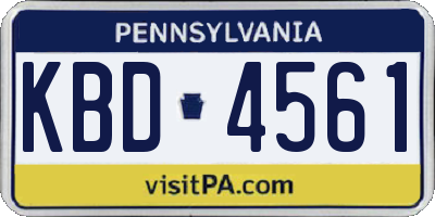 PA license plate KBD4561