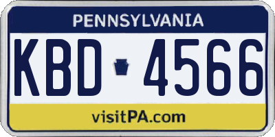 PA license plate KBD4566
