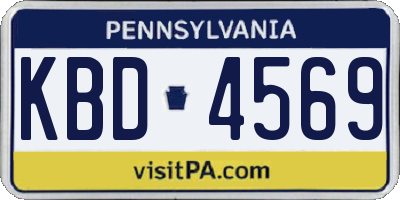 PA license plate KBD4569