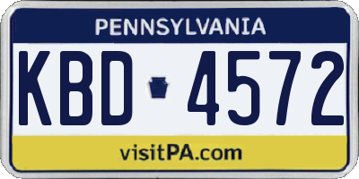 PA license plate KBD4572