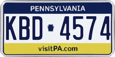 PA license plate KBD4574
