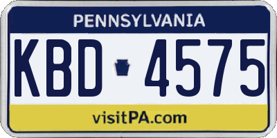 PA license plate KBD4575