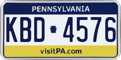 PA license plate KBD4576