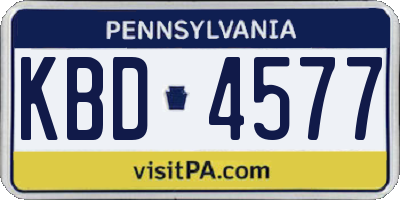 PA license plate KBD4577