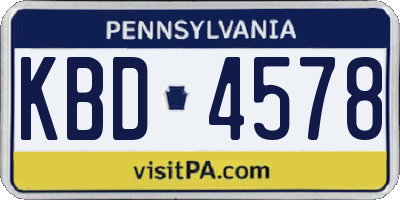 PA license plate KBD4578