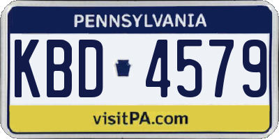 PA license plate KBD4579