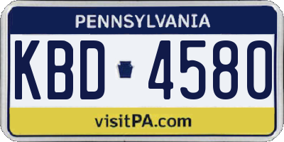 PA license plate KBD4580