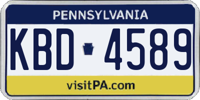 PA license plate KBD4589