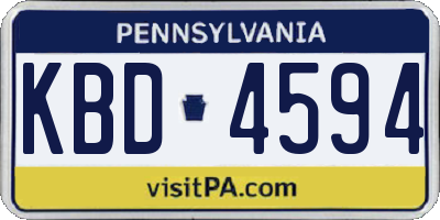 PA license plate KBD4594